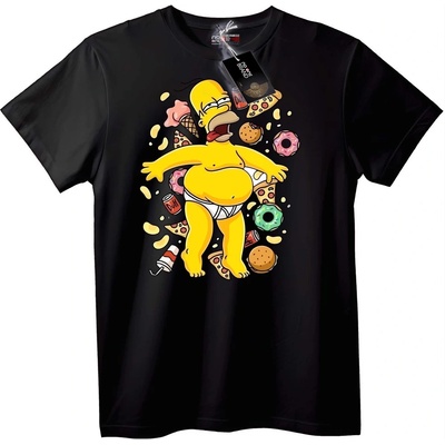 NOONEBRAND Тениска Хомър Симпсън готвач - S, Black