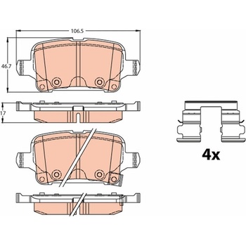 Sada brzdových platničiek, vždy 4 kusy v sade TRW GDB2180