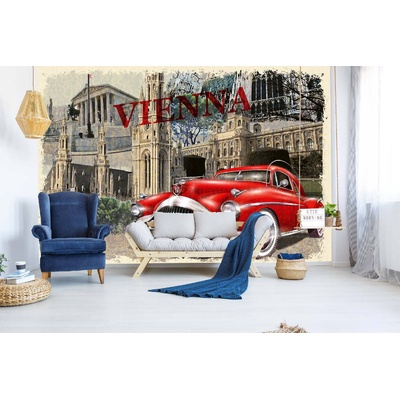 DIMEX ART Самозалепваща се флизелинова фототапета винтидж плакат от виена 375 x 250 см