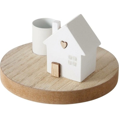 Boltze Home Svícen s bílým domečkem na podstavci DOMICIL, výš. 6,5 cm bílá