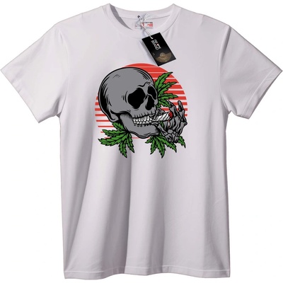 NOONEBRAND Тениска Череп и Канабис Винтидж - 2XL, White