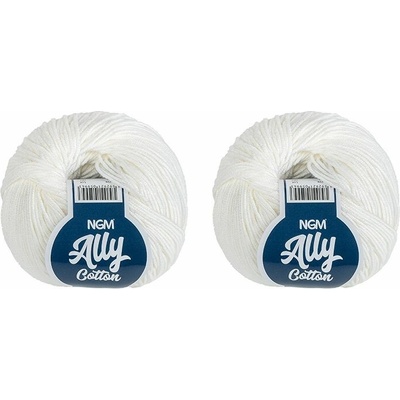 SET 2ks - Příze ALLY cotton Bílá BX14053 - 50g / 140 m