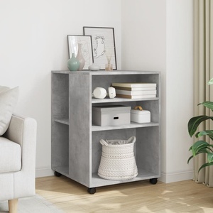 vidaXL Странична маса с колела бетонно сив 55x60x78 см инженерно дърво (853158)