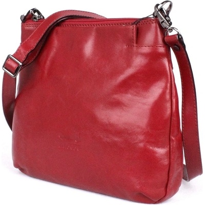 Marta Ponti luxusní tmavědámská kožená crossbody kabelka 6019 červená
