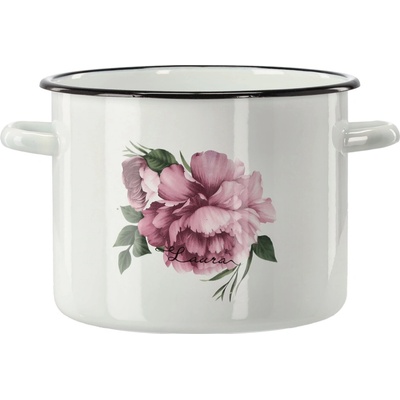 CHOMIK Smaltovaný hrniec 5,5 l 22 cm biely Pivónia Laura CH-EMA9242
