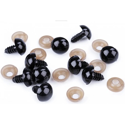 Oči na bábiky s poistkou 12mm - 10ks čierne