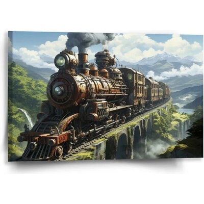 Sablio Obraz Parná lokomotíva na viadukte - 60x40 cm