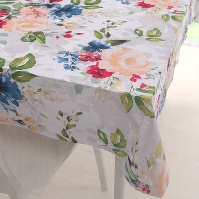 Biante bavlna obdĺžnikový obrus Sandra SA-387 Veľké žlté a modré kvety na bielom 120x140 cm