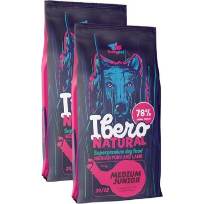 Ibero Natural Junior Dog Medium Pork & Lamb 2 x 12 kg