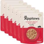 Applaws Капсула APPLAWS Cat Pouch, пиле и говеждо в желе 6 x 70г