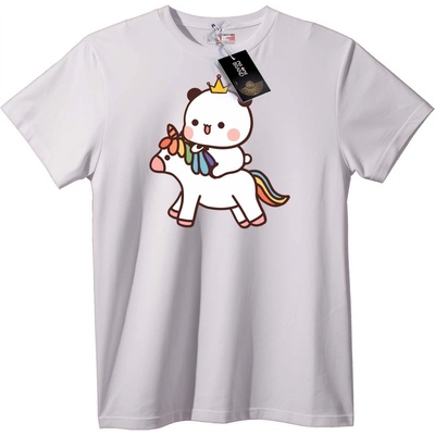 NOONEBRAND Тениска Сладко Мече Яздещо Еднорог - 6XL, White