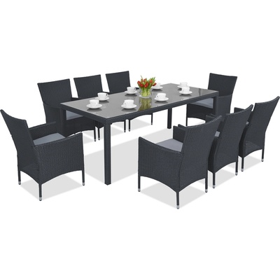 Garden Point Milan/Grenada 8 градински мебели от техноратан с голяма маса Garden Point антрацит (GAP1396-8)