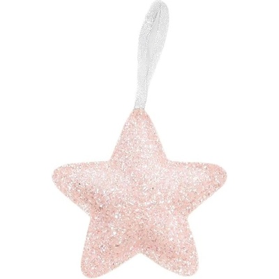 LAALU Hvězda z koženky s glitry růžová 14,5 cm