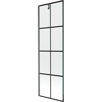 Mexen Next параван за вана 1-крилен 60 x 150 см, черна решетка, четкано сиво - 895-060-000-00-77-66 (895-060-000-00-77-66)