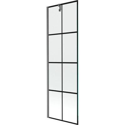 Mexen Next параван за вана 1-крилен 60 x 150 см, черна решетка, четкано сиво - 895-060-000-00-77-66 (895-060-000-00-77-66)