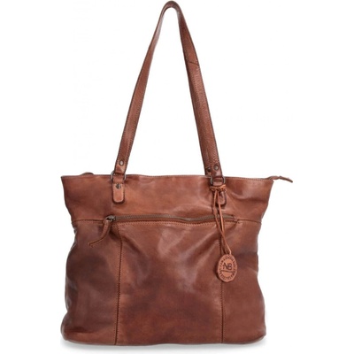 Noelia Bolger dámska kožená shopper kabelka vo vintage štýle koňaková 2104