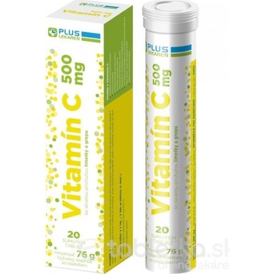 Plus Lekáreň Vitamín C 500 mg šumivé tabliety limetka a grep 20 ks