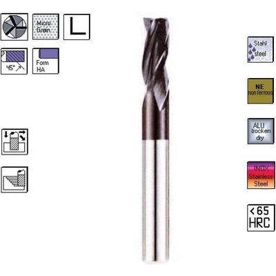 SK rohová fréza pr. 8,0 x 16,0 mm 3bř. 45° TiAlN , CERANIT 79.800
