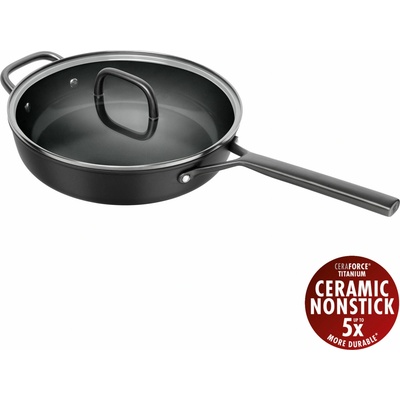 Zwilling nepřilnavá soté pánev Milano s keramickým povrchem a skl. poklicí, 28 cm, černá 1035052