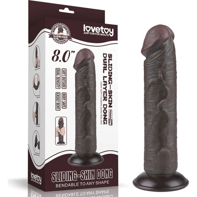 Lovetoy Sliding Skin Dual Layer Dong 8" Black