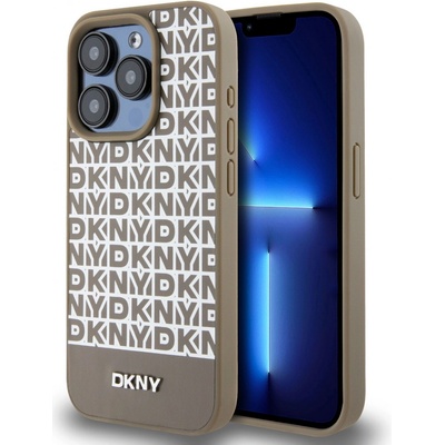 DKNY PU Leather Repeat Pattern Bottom Stripe MagSafe Apple iPhone 13 Pro Max DKHMP13XPSOSPW Brown