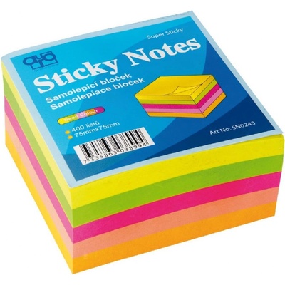 Bloček samolepící 75x75mm 5 neon barev 5x80 listů Auro – Zbozi.Blesk.cz