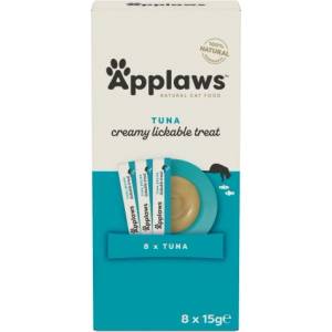 Applaws Tuna Creamy Lickable Treat Sachets - натурално кремообразно лакомство с риба тон за пораснали котки, 8х15 гр - 9683