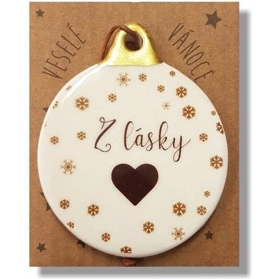 Nekupto Vánoční keramická dekorace s nápisem Z lásky 6 x 7 cm