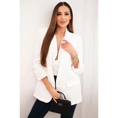 Kesi Kesi Włoski Elegantná bunda s chlopňami ecru biela
