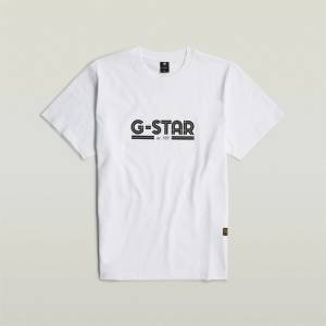 G Star Тениска G Star Line Script Loose T Shirt - White