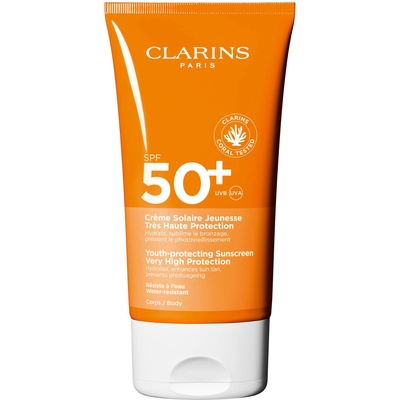 Clarins Youth-Protecting Body Sunscreen High Protection SPF50+ Слънцезащитен продукт унисекс 150ml