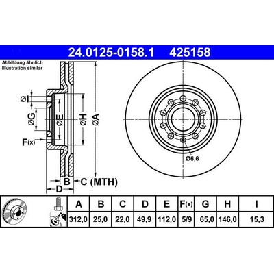 Brzdový kotouč ATE 24.0125-0158 (AT 425158) | Zboží Auto