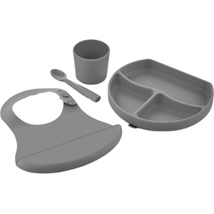 BabyJem Силиконов комплект за хранене BabyJem - Grey (728)