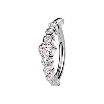 Šperky4U Piercing do pupíku se štítem se srdíčky WP0106-P