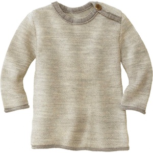disana Детски вълнен пуловер disana Kid's Melange-Pullover Merino jumper - Grau / Natur - размер 74/80 (EU) (704-1387-0213)