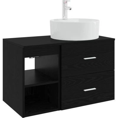 vidaXL Комплект мебели за баня 2 pcs Черен дъб Инженерна дървесина (3403905)