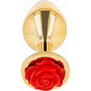 Image 1 of Метален анален плъг с червена роза, 7, 8см. - Kink Plug Rose Gold (D-242593)