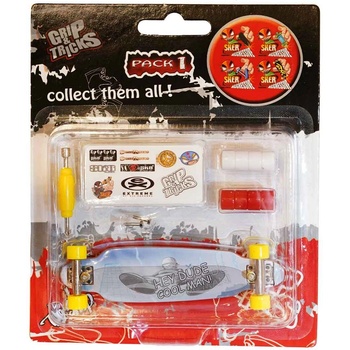 Grip & Tricks Играчка за пръсти long board, сив, с надписи (gt-f-lb-ivory)