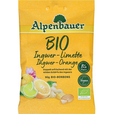 ALPENBAUER Přírodní bonbóny zázvor pomeranč limetka BIO 90 g