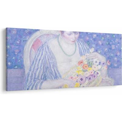 Obraz - Frederick Carl Frieseke, The Basket of Flowers, reprodukcia, jednodielne 250x125 cm