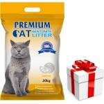 Premium Cat Премиум котешка тоалетна с бентонит - лимон за котки 20 кг + безплатна изненада за котката