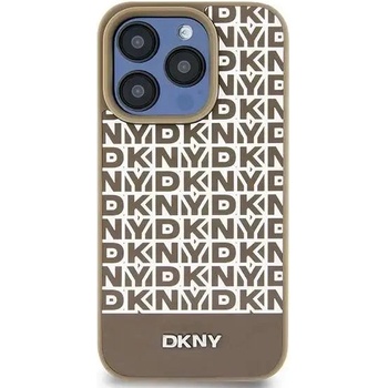 DKNY Кейс DKNY Leather Printed Pattern Metal Logo MagSafe за iPhone 15/14/13, кафяв (3666339262075)