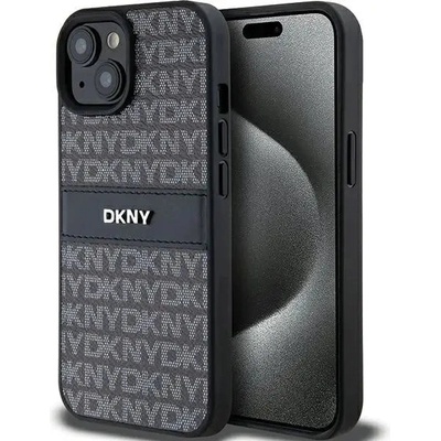 DKNY Кейс DKNY Leather Mono Stripe & Metal Logo за iPhone 15/14/13 6.1", черен (3666339260392)