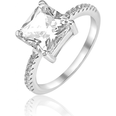 Meucci Stříbrný prsten s čirým hranatým zirkonem SR167