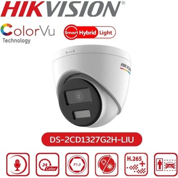 HikVision Камера HikVision 2MP DS-2CD1327G2H-LIU 2.8mm ColorVu with Smart Hybrid Light Fixed Turret