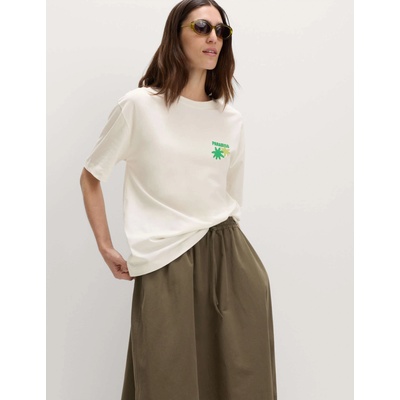 Marks & Spencer Тениска свободен крой с графика, от чист памук Marks & Spencer бяла Marks & Spencer | Byal | ЖЕНИ | 8