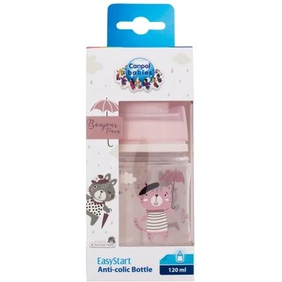 Bonjour Paris Easy Start Anti-Colic Bottle Pink 0m+ бебешко шише 120 ml