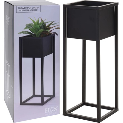 H&S Collection Květináč na stojanu kovový černý 60 cm