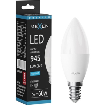 Mexen Nova LED крушка E14, C37, 9W, Студена - 6500K, 945 lm - L102-E14-0965-01 (L102-E14-0965-01)