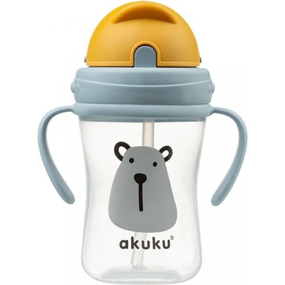 Akuku fľaška so slamkou Medved sivá 300 ml
